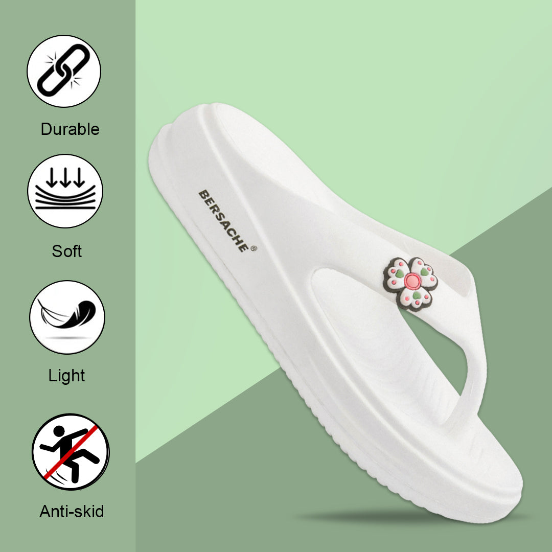Bersache Extra Soft Classic Casual with Regular wear with Ultra Soft & Flexibility Technology Slipper For Women's & Girl's-(6298-White)