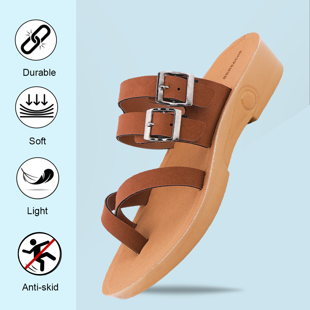 Bersache Extra Soft Classic Casual with Regular wear with Ultra Soft & Flexibility Technology Flip Flop For women's/Girl's-(Brown-6238)