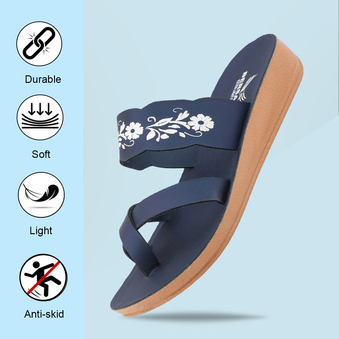 Bersache Extra Soft Classic Casual with Regular wear with Ultra Soft & Flexibility Technology Flip-Flop for Women's & Girl's (6242-Navy-Blue)