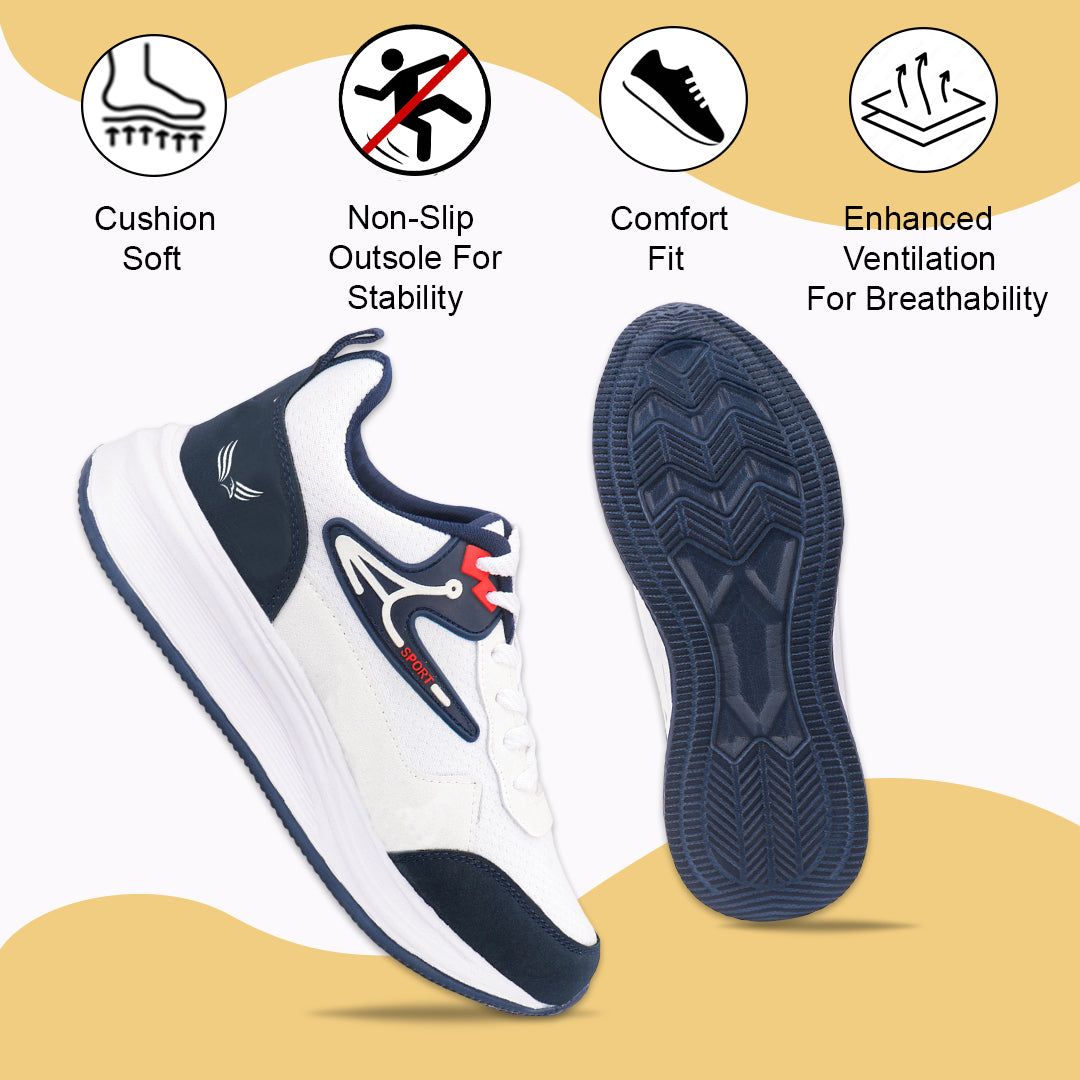 Bersache Casual Sneaker shoe for Men| Soft Cushioned Insole , Slip-Resistance Casuals For Men (White-8130)