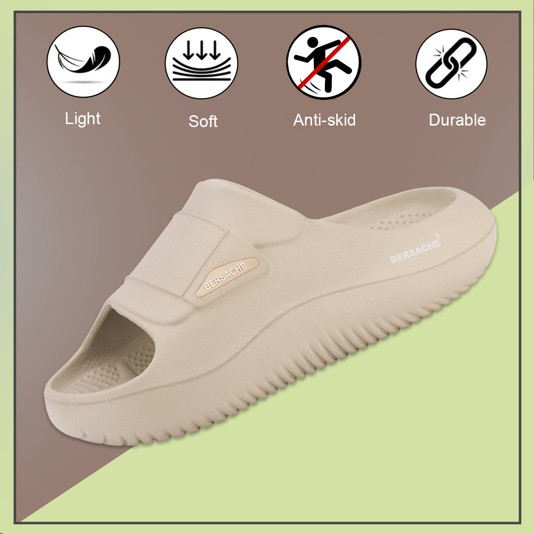 Bersache Extra Soft Classic Casual with Regular wear with Ultra Soft & Flexibility Technology Flip-Flop for Men's-(6282-Beige)