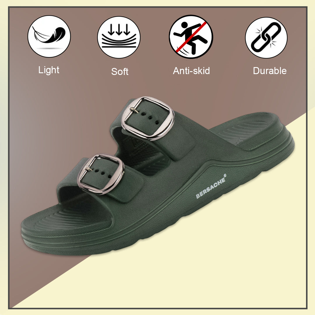Bersache Extra Soft Classic Casual with Regular wear with Ultra Soft & Flexibility Technology Sandals for Men's-(6284-Green)