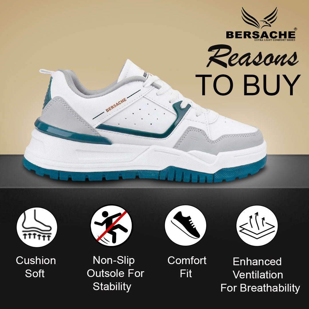 Bersache Premium Sports ,walking,Gym,cricket, Trending Running Shoes For Men's (White-9219)