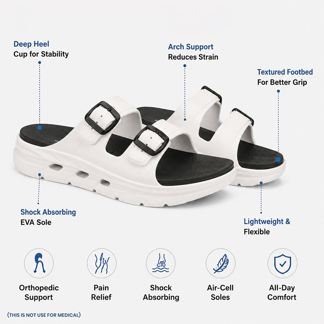Bersache Extra Soft Classic Casual with Regular wear with Ultra Soft & Flexibility Technology Sandals for Men's-(6339-White).