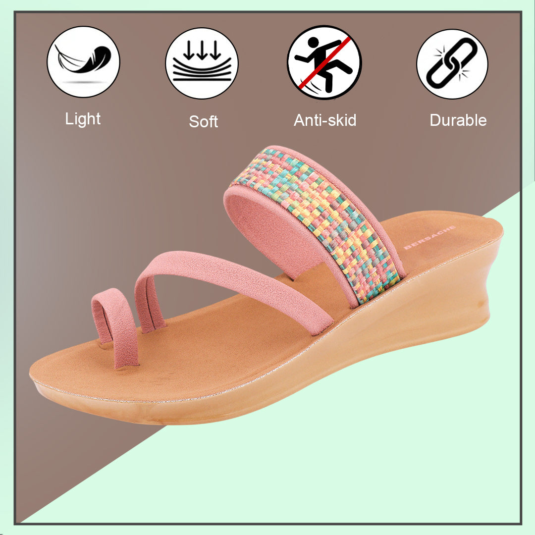 Bersache Extra Soft Classic Casual with Regular wear with Ultra Soft & Flexibility Technology Sandal's For Women's & Girl's-(6241-Pink).