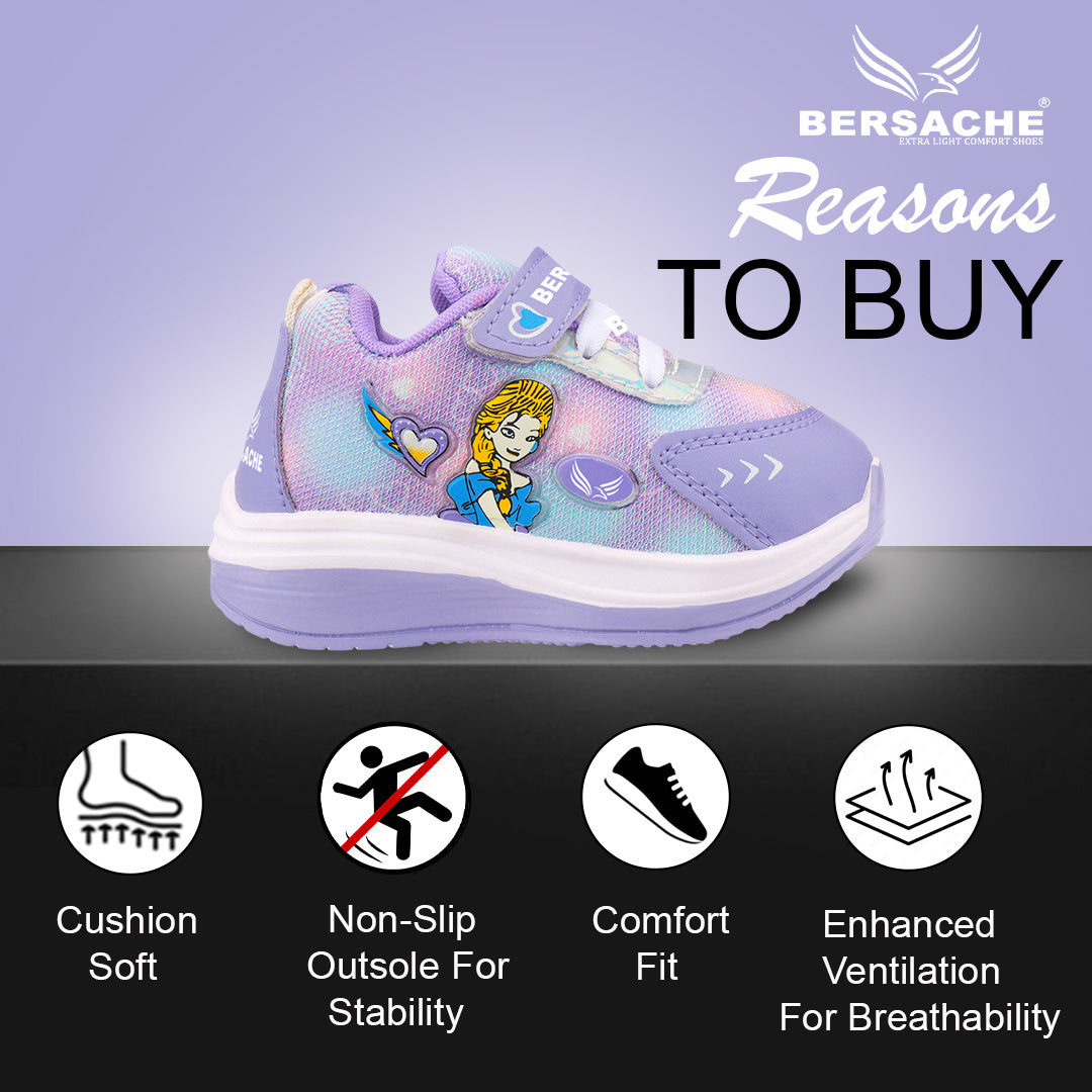 Bersache Casual Sneaker shoe for Kids|Soft Cushioned Insole,Slip-Resistance Casuals For Kids - Purple - 8075.
