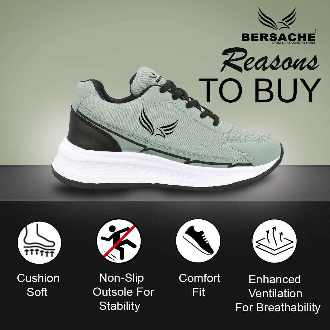 Bersache Premium Sports ,walking,Gym,cricket, Trending Running Shoes For Men's (LIght-green-8139)