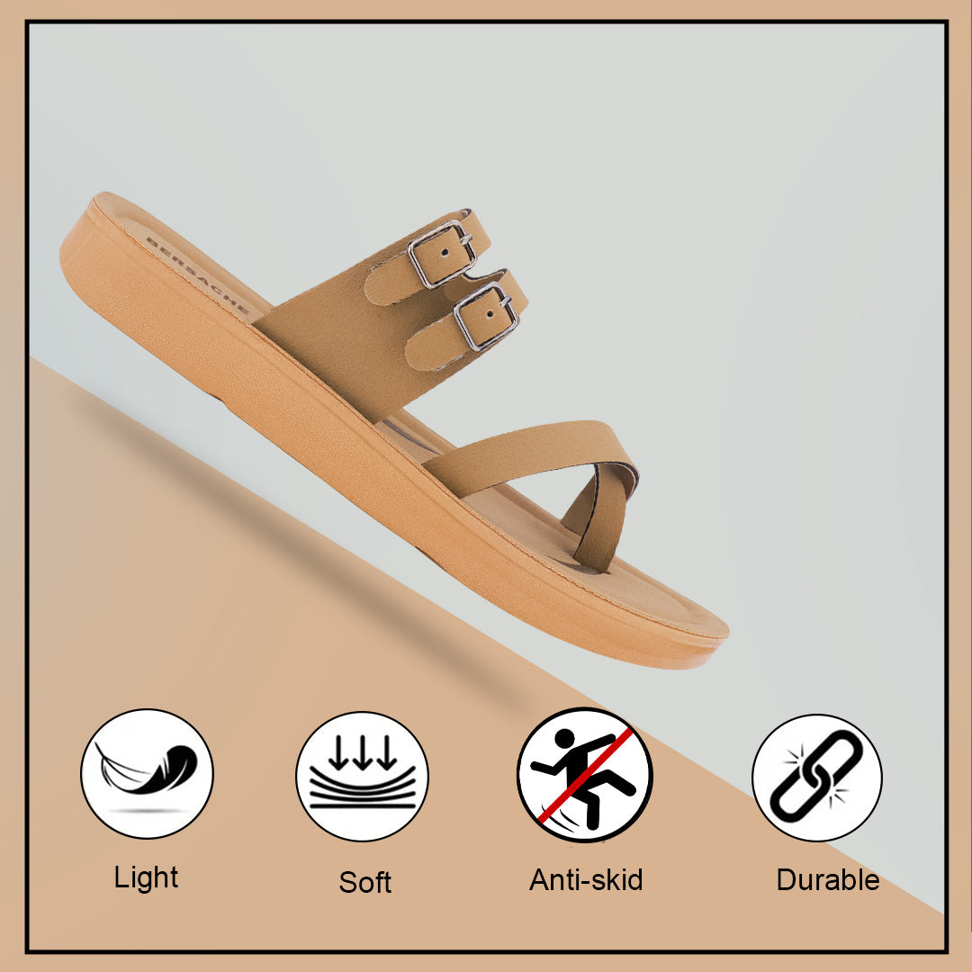 Bersache Extra Soft Classic Casual with Regular wear with Ultra Soft & Flexibility Technology Slipper For Women's & Girl's-Tan(beige)-6226