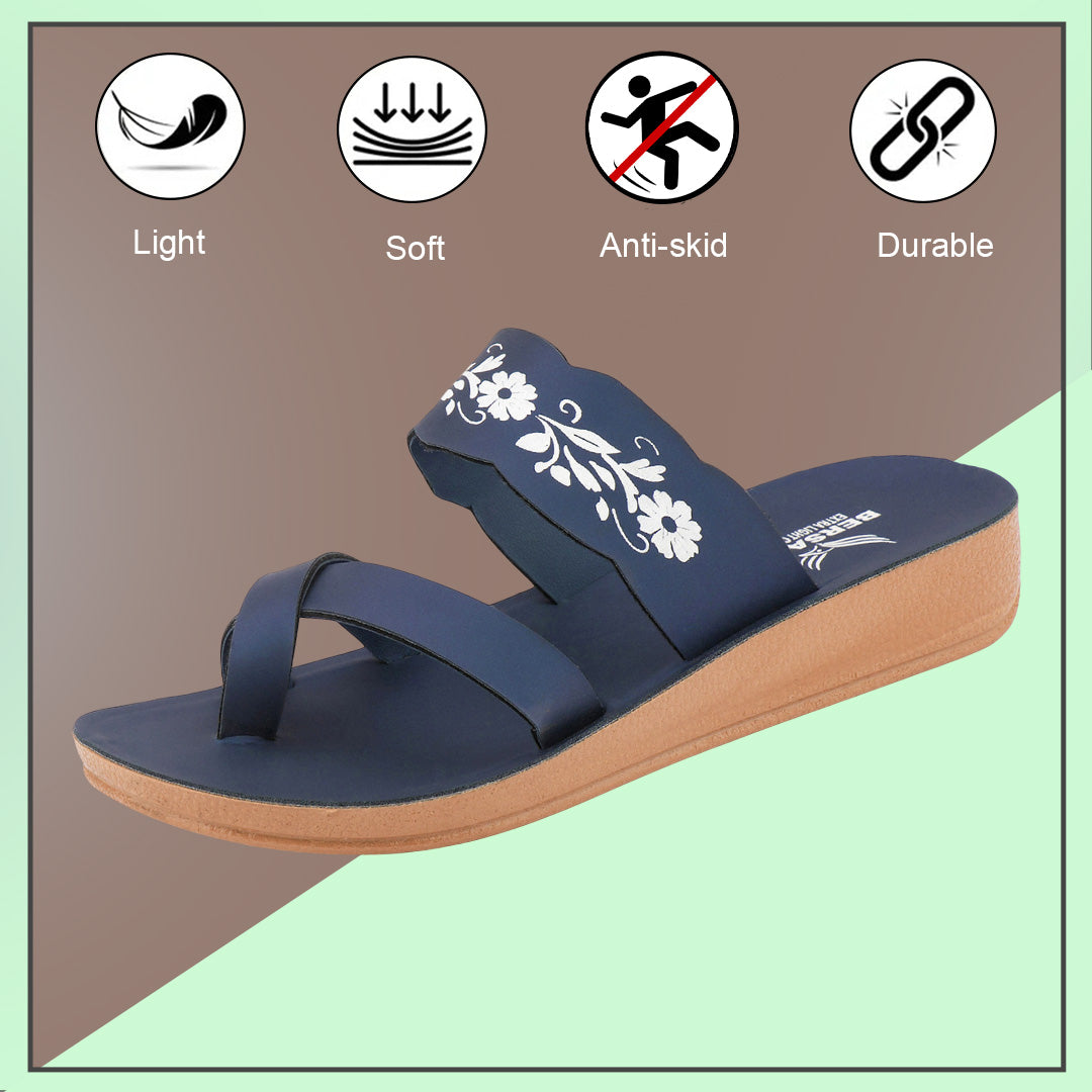 Bersache Extra Soft Classic Casual with Regular wear with Ultra Soft & Flexibility Technology Sandal's For Women's & Girl's-(6242-Nevy Blue)