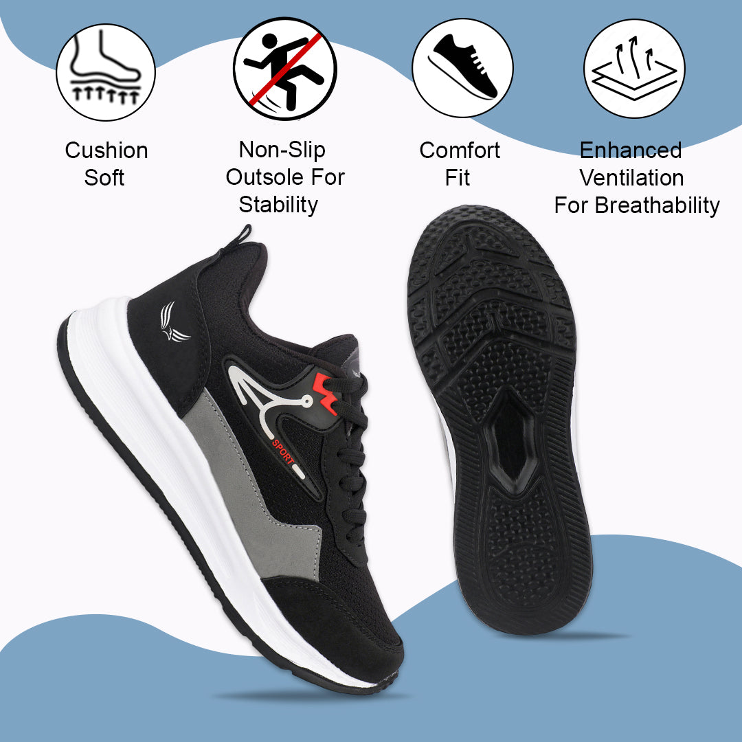 Bersache Casual Sneaker shoe for Men| Soft Cushioned Insole , Slip-Resistance Casuals For Men (Black-8131)