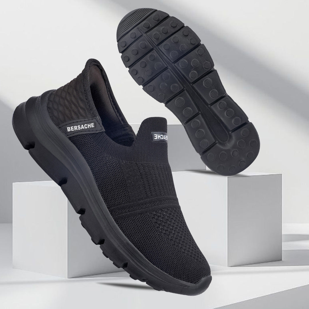 Bersache Lightweight Casual Sneaker Shoes For Men Black-8077