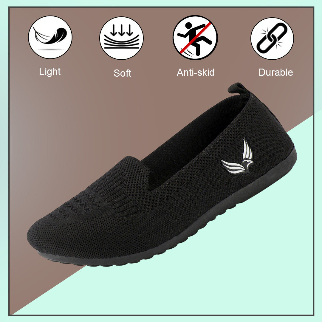 BERSACHE Women's SPORTS – Lightweight, Breathable & Comfortable Daily Wear Shoes(Black-6275).