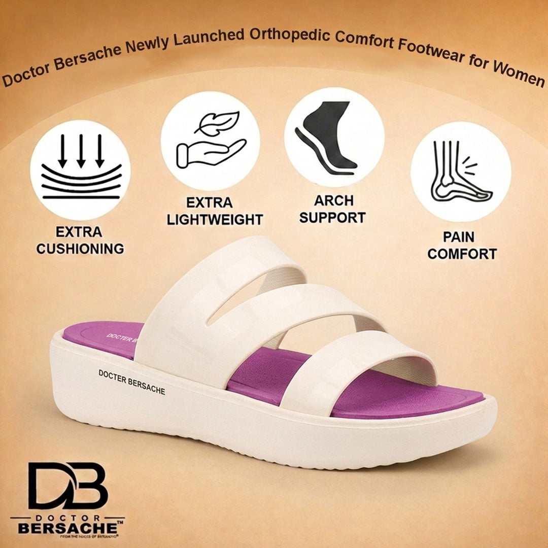 Doctor Bersache Newly Launched Orthopedic Comfort Slider for Women | Diabetic Friendly | Extra Cushioning | Arch Support | Pain Purple-DS127.