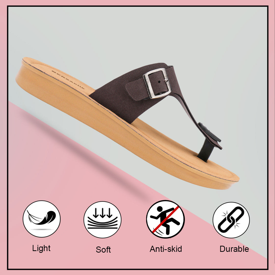 Bersache Extra Soft Classic Casual with Regular wear with Ultra Soft & Flexibility Technology Sandal For Women's/Girl's-Brown-6259