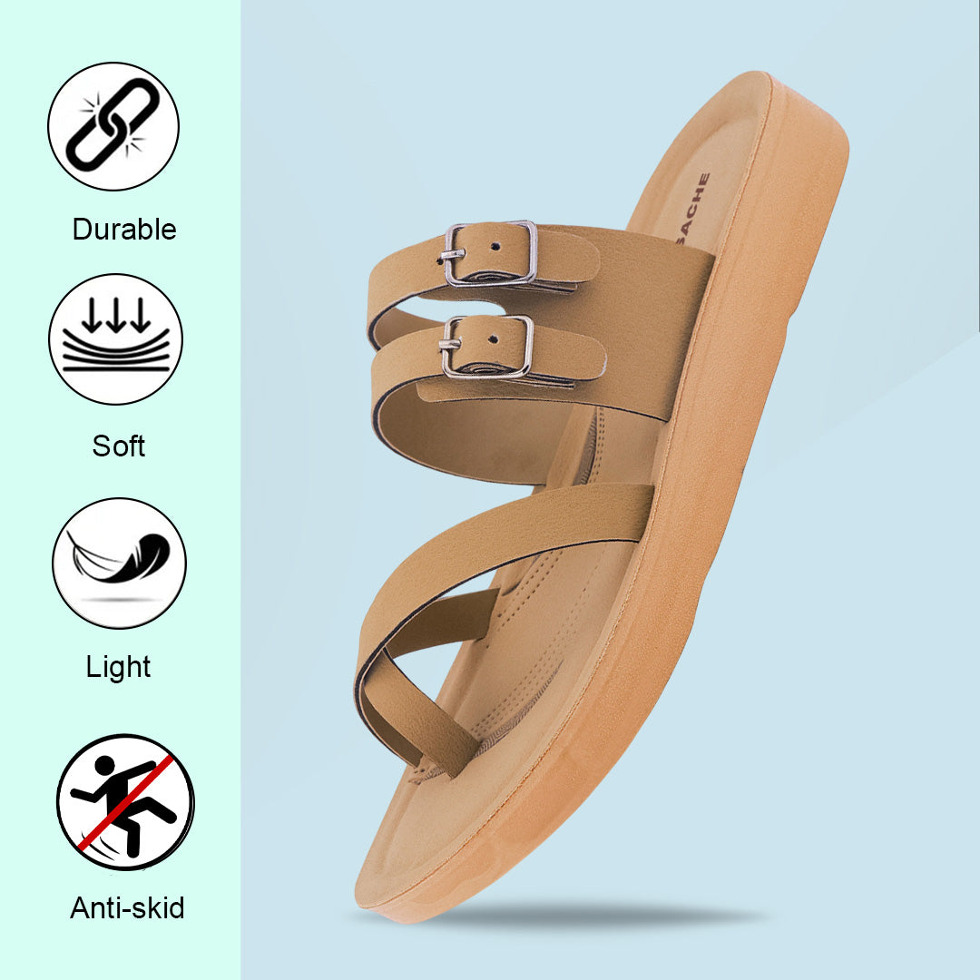 Bersache Extra Soft Classic Casual with Regular wear with Ultra Soft & Flexibility Technology Flip Flop For women's/Girl's-(Beige-6226).