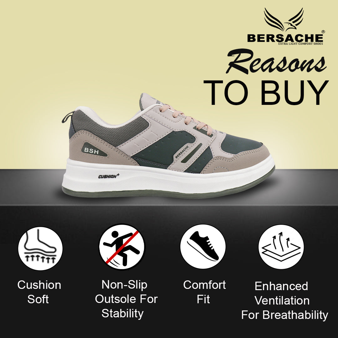 Bersache Premium Sports ,walking,Gym,cricket, Trending Running Shoes For Men's (Brown-Beige-8143)