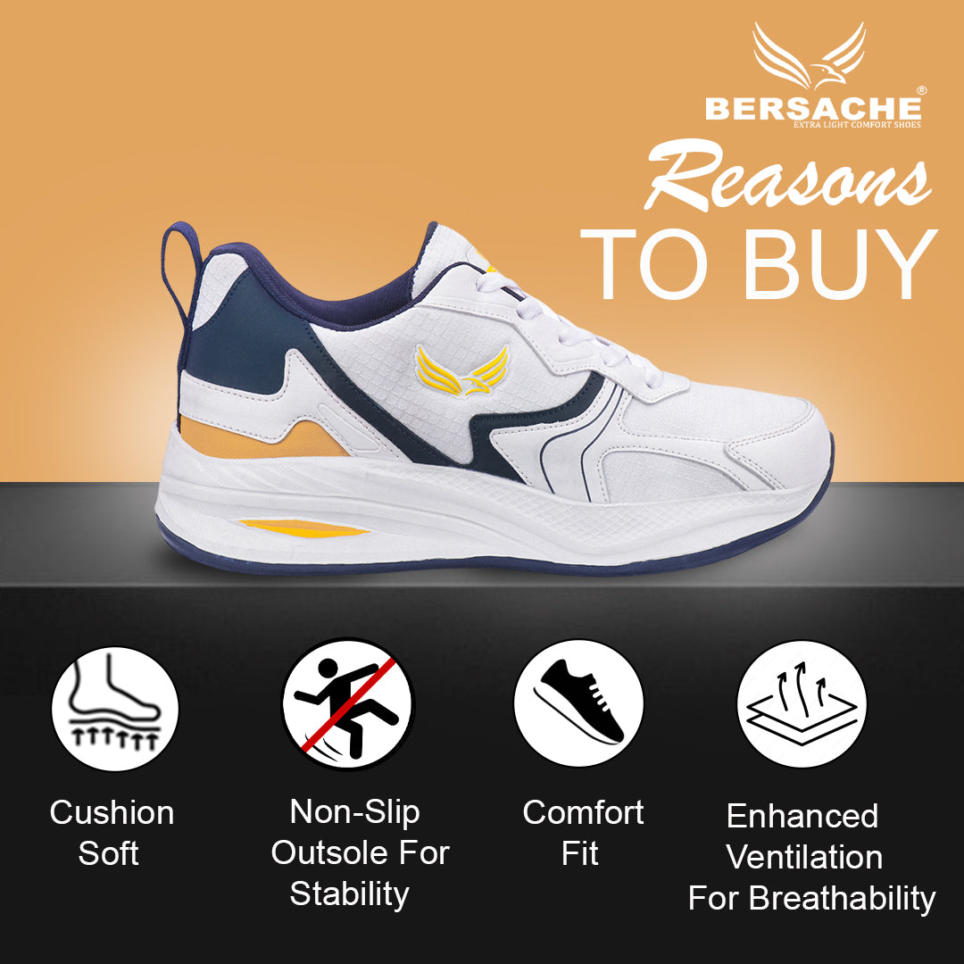 Bersache remium Sports ,walking,Gym,cricket, Trending Running Shoes For Men's-(8116-White)