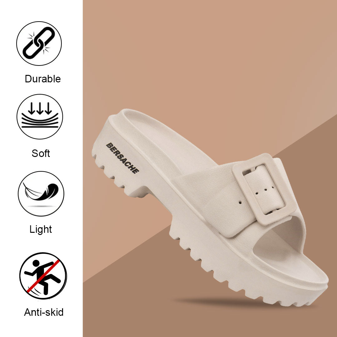 Bersache Extra Soft Classic Casual with Regular wear with Ultra Soft & Flexibility Technology Flip-Flop for Women's-(6308-Beige)