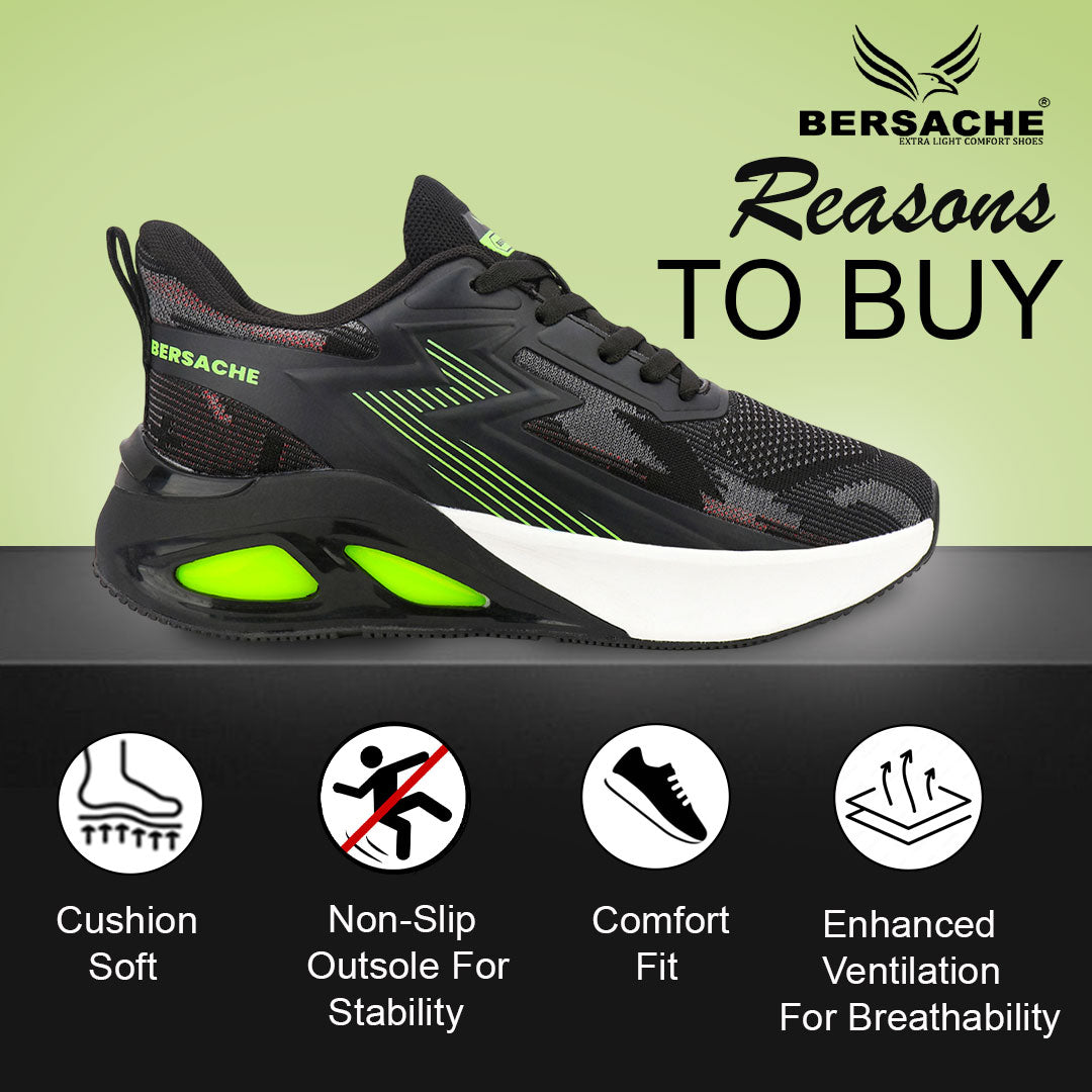 Bersache Premium Sports ,walking,Gym,cricket, Trending Running Shoes For Men's (Black-9218).