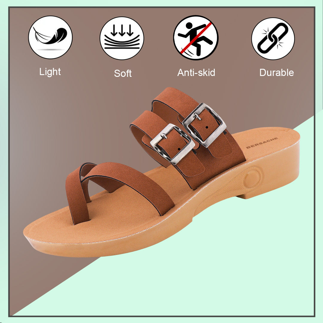 Bersache Extra Soft Classic Casual with Regular wear with Ultra Soft & Flexibility Technology Sandal's For Women's & Girl's-(6238-Brown)