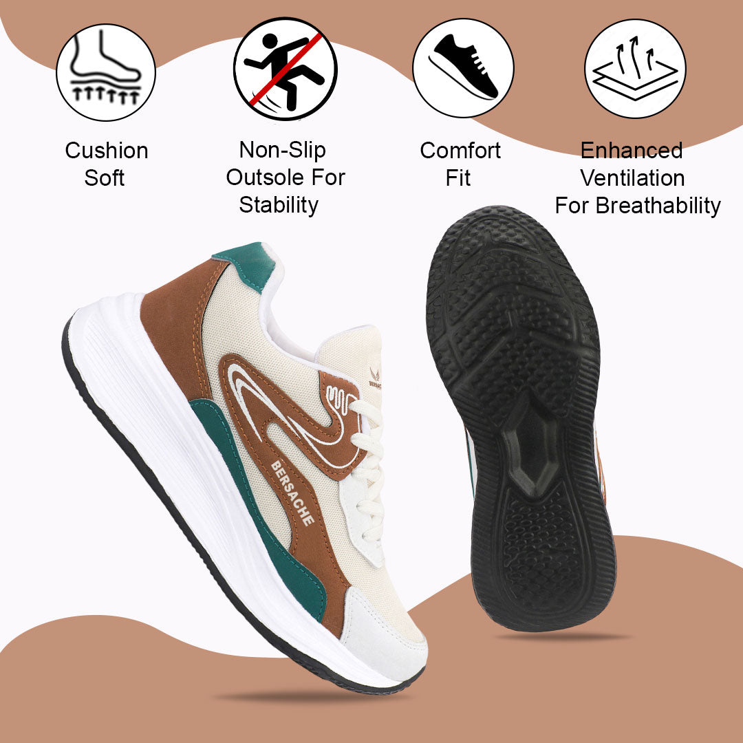 Bersache Casual Sneaker shoe for Men| Soft Cushioned Insole , Slip-Resistance Casuals For Men (Brown-8137)