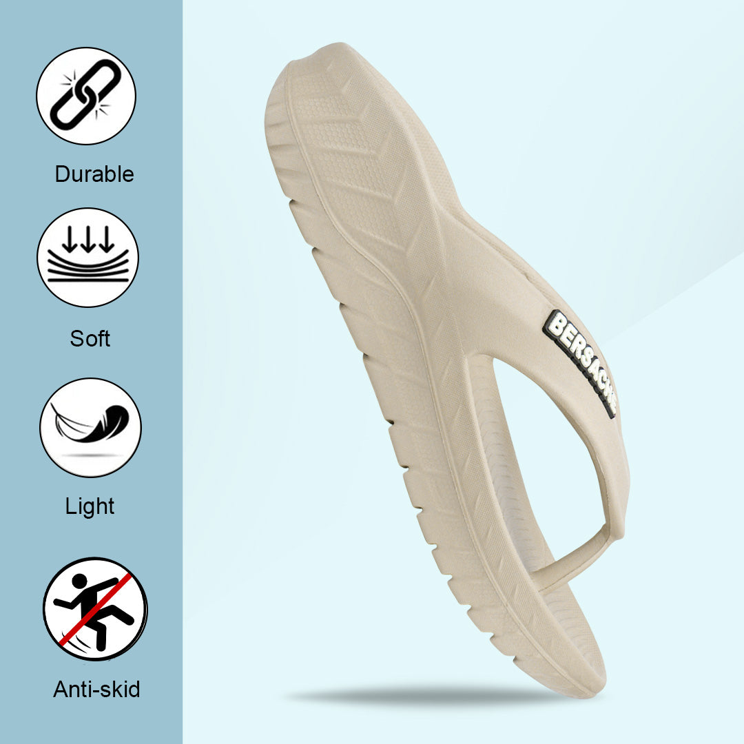 Bersache Extra Soft Classic Casual with Regular wear with Ultra Soft & Flexibility Technology Flip Flop for Men's & Boy's (6256-Beige)