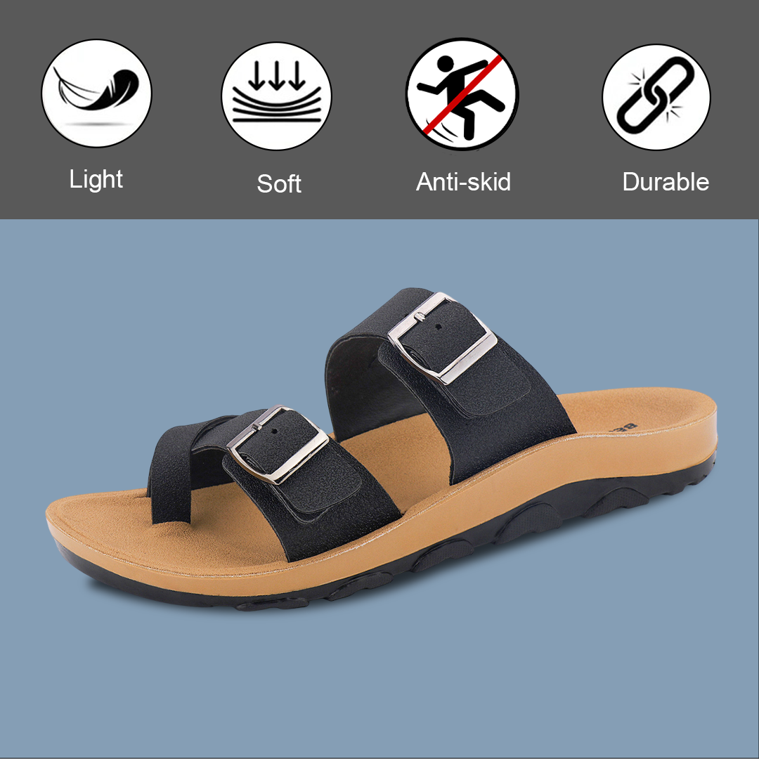 Bersache Extra Soft Classic Casual with Regular wear with Ultra Soft & Flexibility Technology Sandal For Men's & Boy's-Black-6218