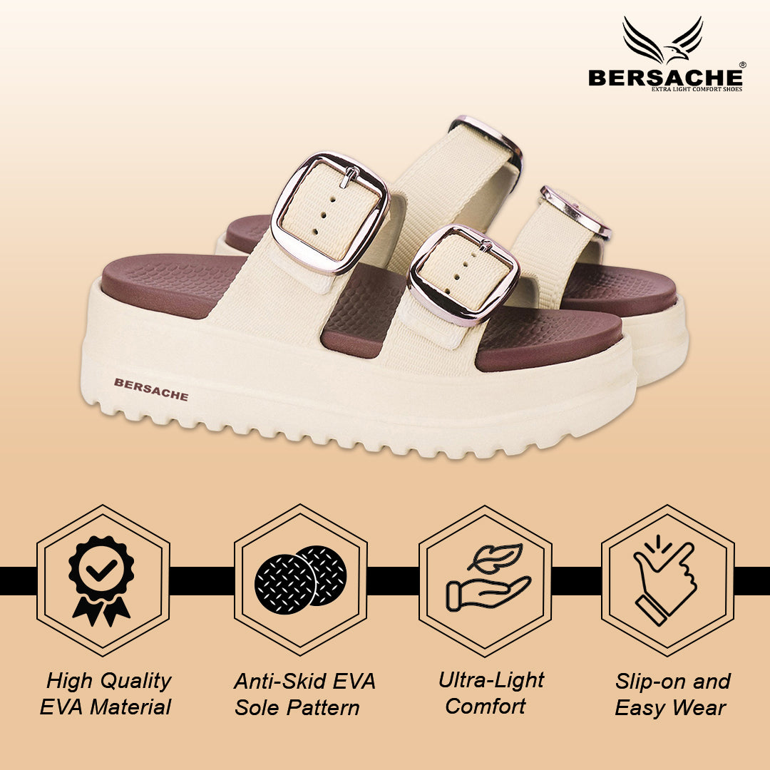 Bersache Extra Soft Classic Casual CHAPPAL with Regular wear with Ultra Soft & Flexibility Technology Slippers for Women's-(6363-Beige).