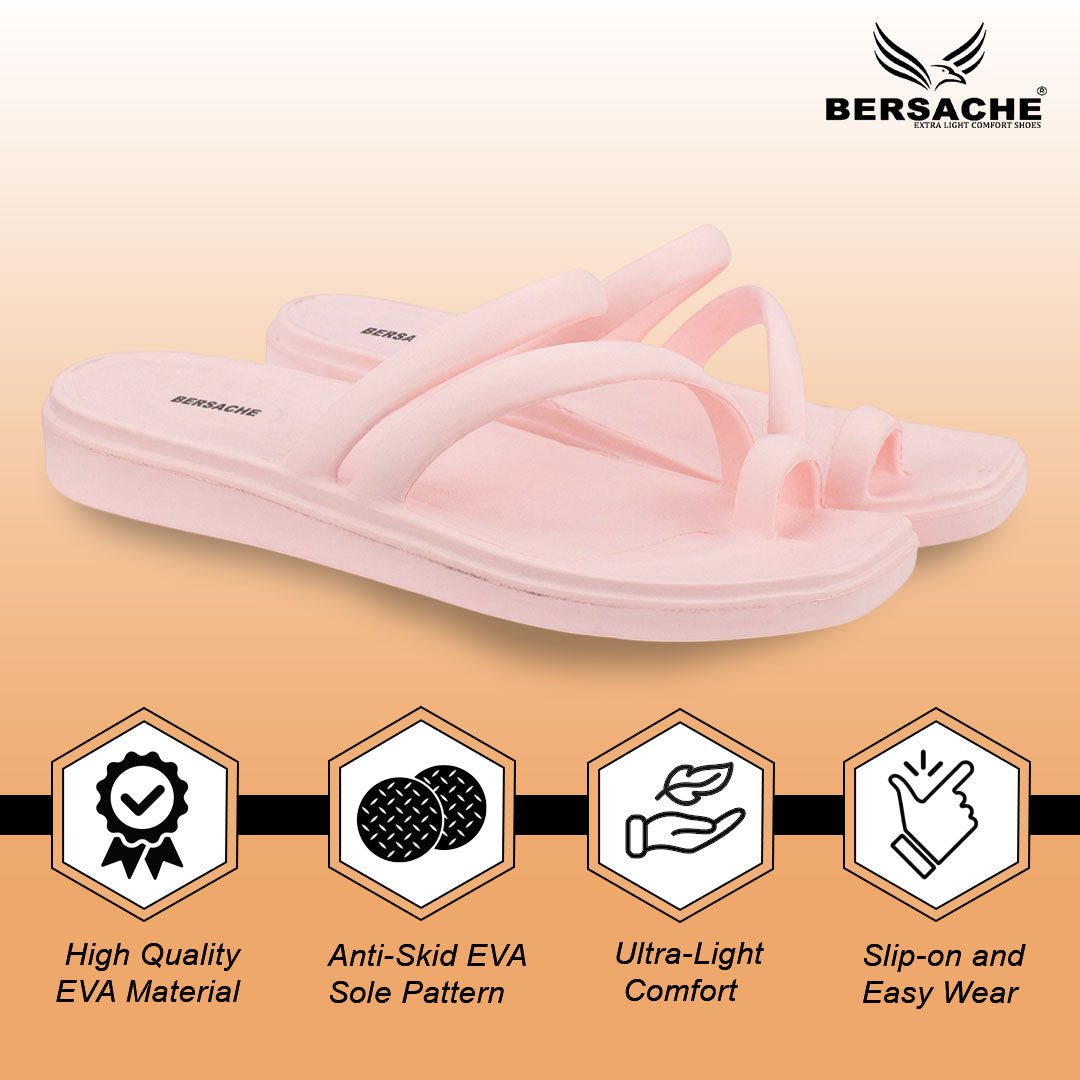 Bersache Extra Soft Classic Casual with Regular wear with Ultra Soft & Flexibility Technology Sandal for Women's-(6305-Pink)