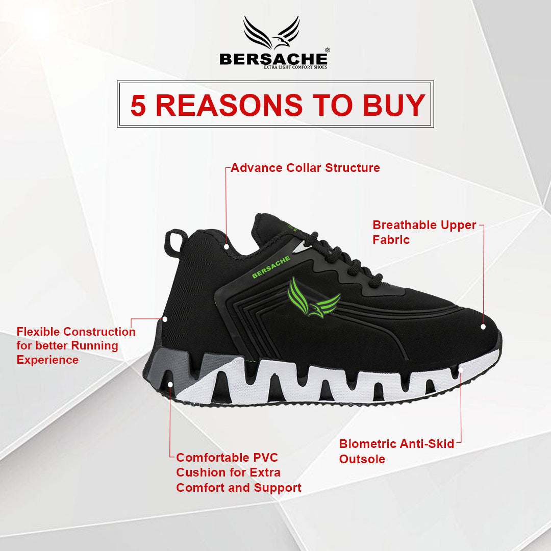 Bersache Premium Sports,walking,Gym,cricket,Trending Running Shoes For Kid's - Green -8100.