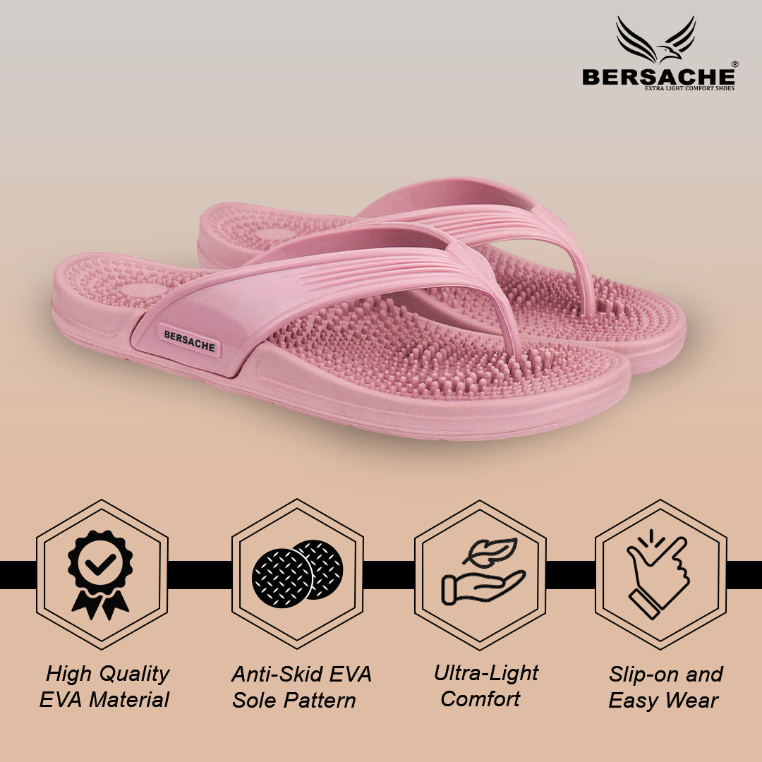Bersache Extra Soft Classic Casual with Regular wear with Ultra Soft & Flexibility Technology Sandals for Women's-(6334-Pink).