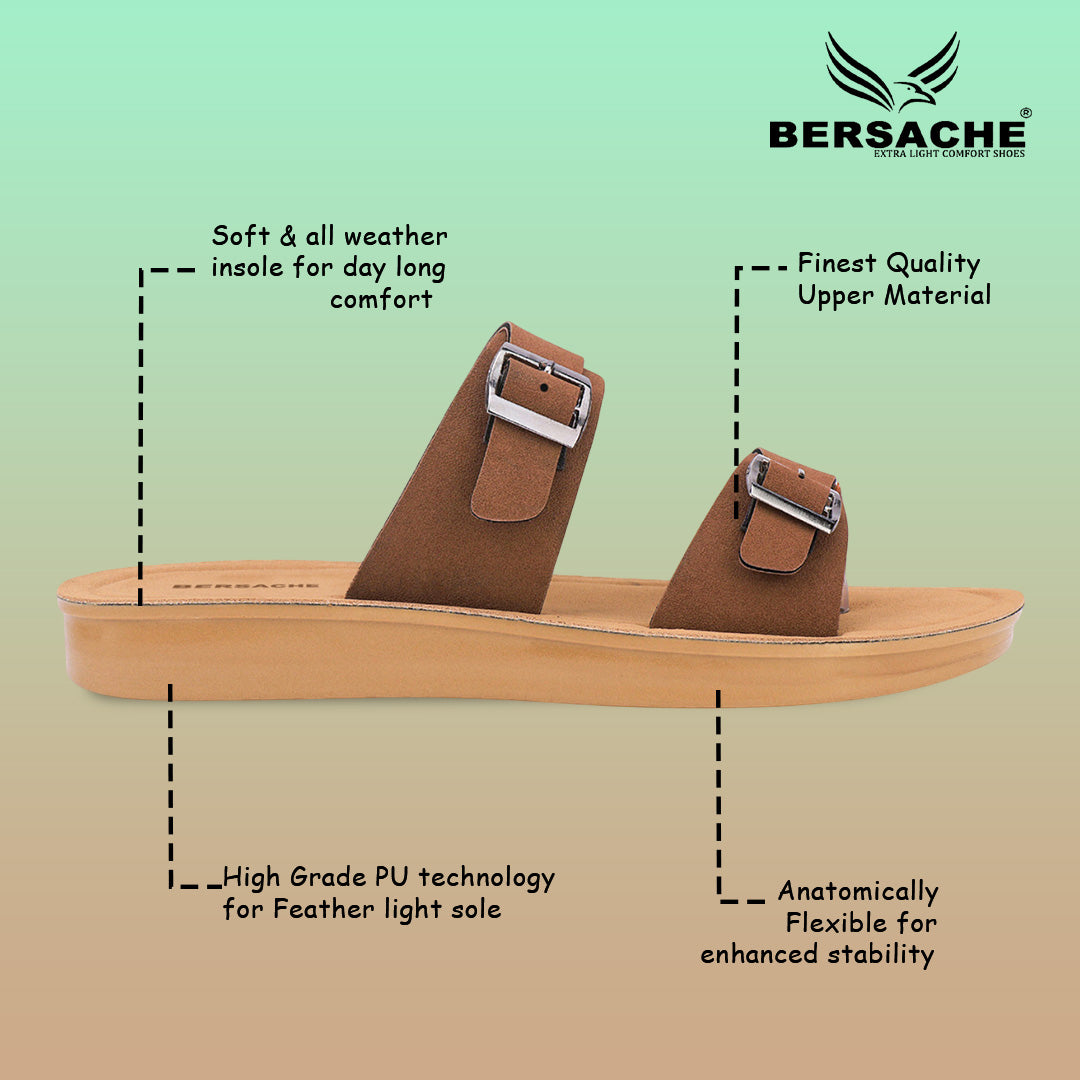 Bersache Extra Soft Classic Casual with Regular wear with Ultra Soft & Flexibility Technology Sandal For Women's/Girl's-Dark-Brown-6261