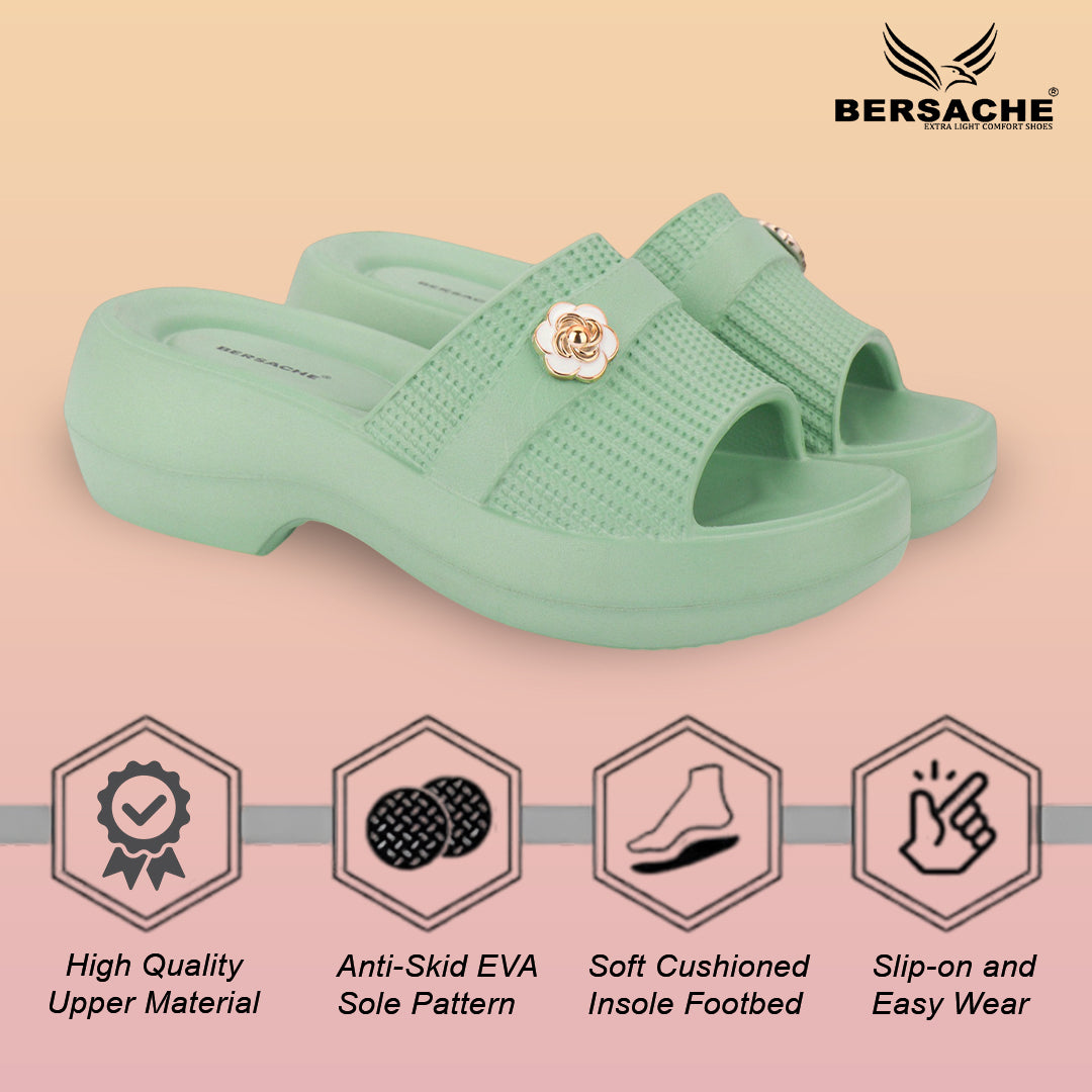 Bersache Extra Soft Classic Casual with Regular wear with Ultra Soft & Flexibility Technology Sandals for Women's-(6293-Green)
