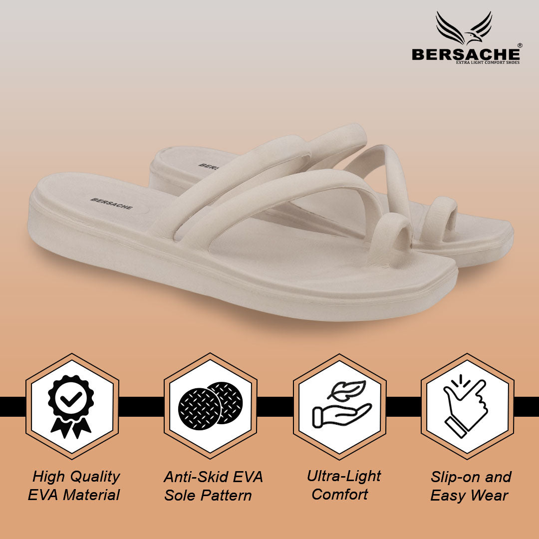 Bersache Extra Soft Classic Casual with Regular wear with Ultra Soft & Flexibility Technology Slipper for Women's-(6304-Beige)