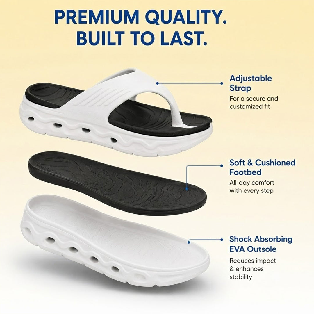 Bersache Extra Soft Classic Casual CHAPPAL with Regular wear with Ultra Soft & Flexibility Technology Slippers for Men's-(6342-White & Black)