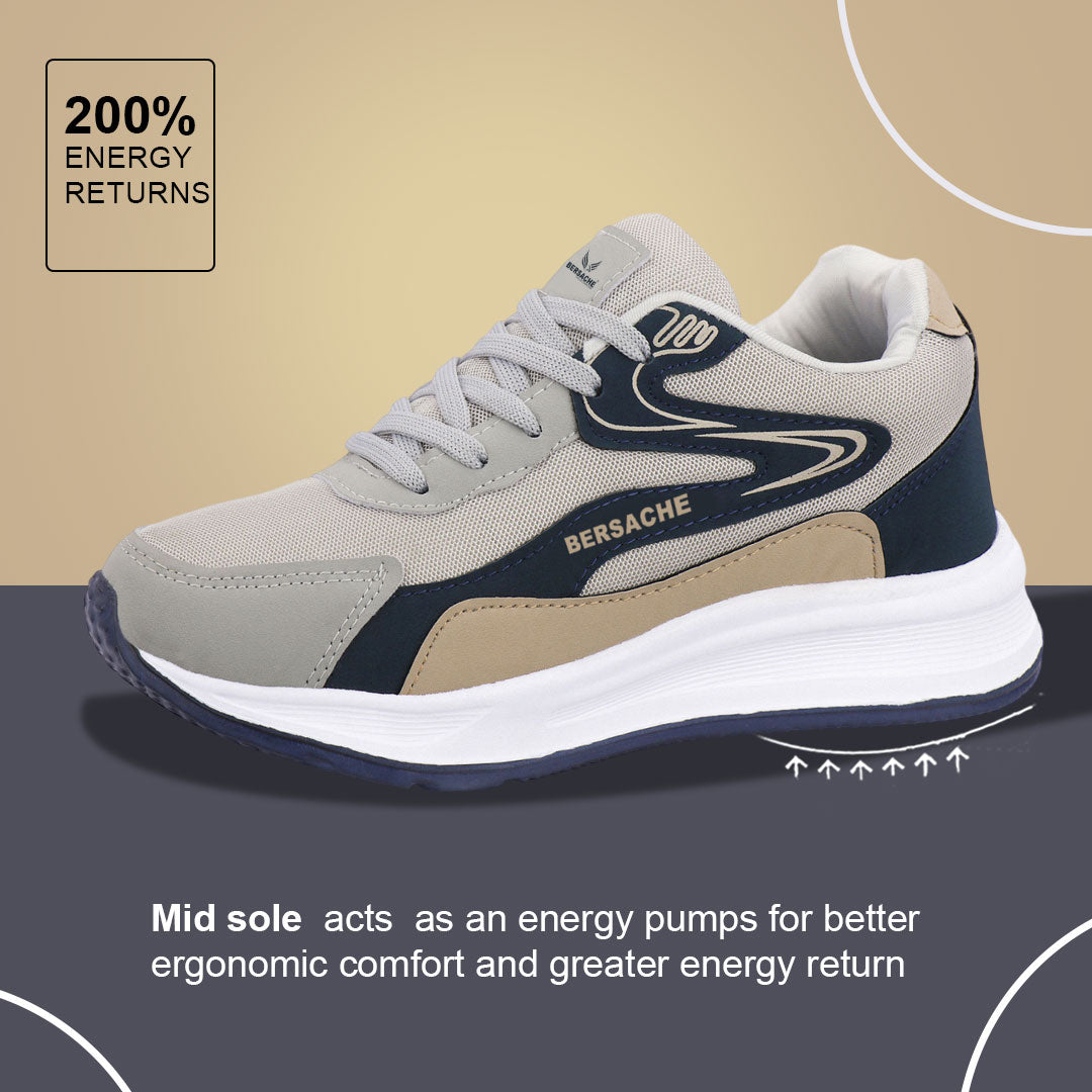 Bersache Casual Sneaker shoe for Men| Soft Cushioned Insole , Slip-Resistance Casuals For Men (Blue-beige-8136)
