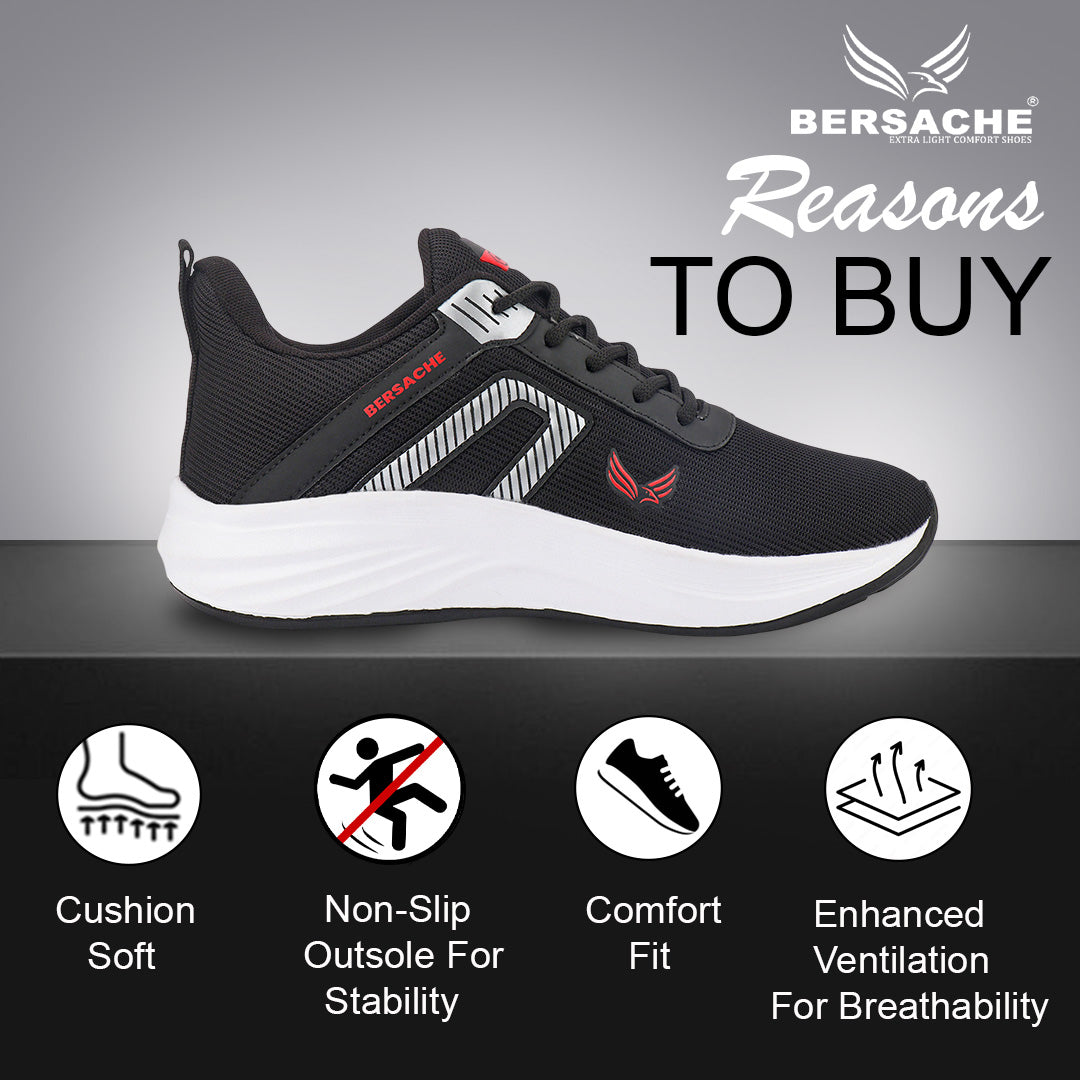 Bersache Premium Sports,Gym, Trending Stylish Running Shoes For Men (8079-Black)