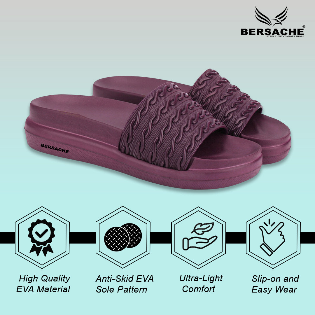 Bersache Extra Soft Classic Casual with Regular wear with Ultra Soft & Flexibility Technology Sandals for Women's-(6336-Purple).