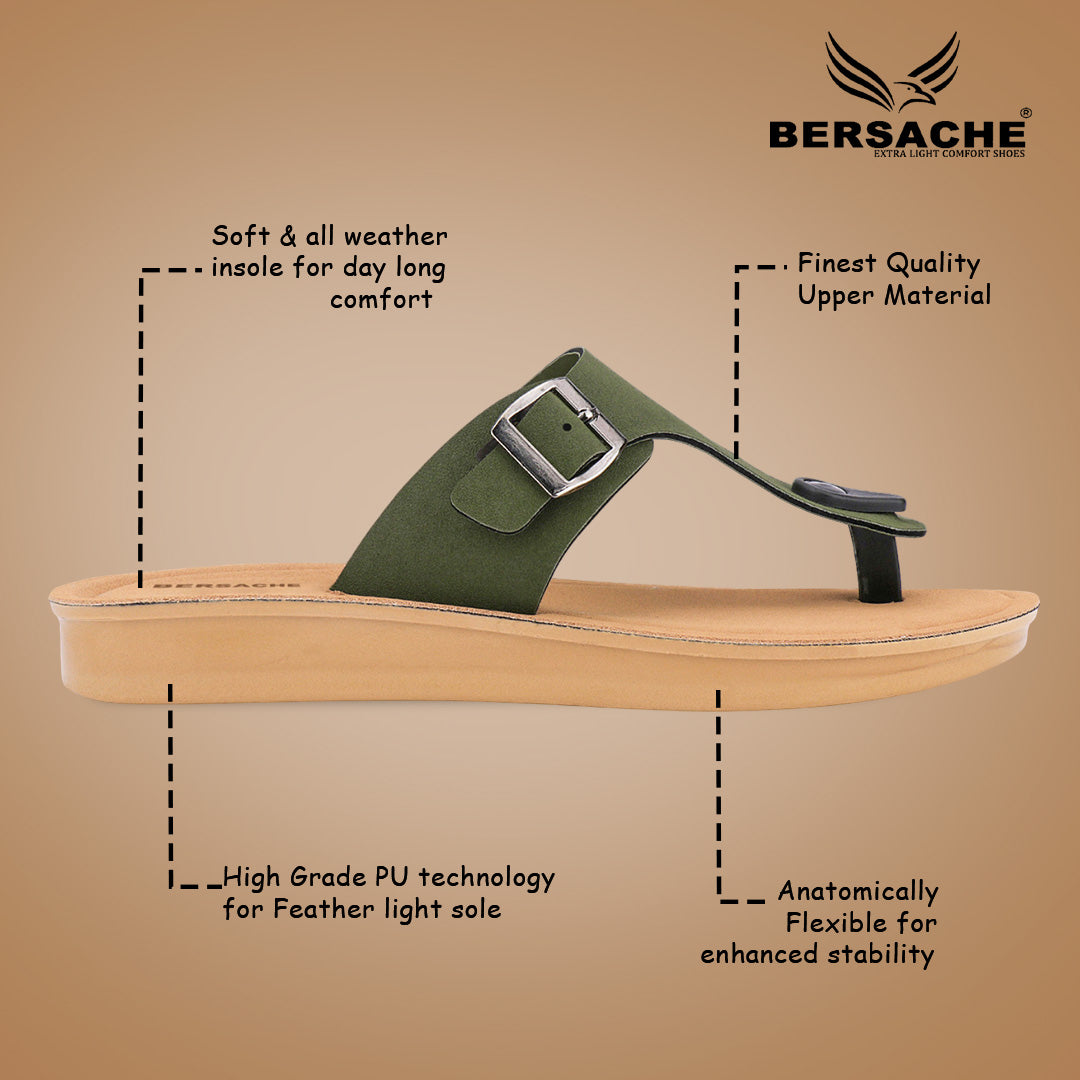 Bersache Extra Soft Classic Casual with Regular wear with Ultra Soft & Flexibility Technology Slipper For Women's & Girl's-Green-6258