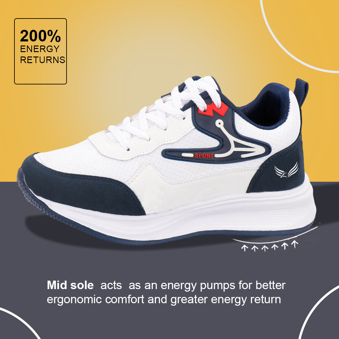 Bersache Casual Sneaker shoe for Men| Soft Cushioned Insole , Slip-Resistance Casuals For Men (White-8130)