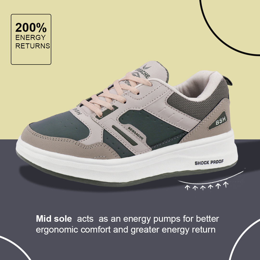 Bersache Casual Sneaker shoe for Men| Soft Cushioned Insole , Slip-Resistance Casuals For Men (Brown-Beige-8143).