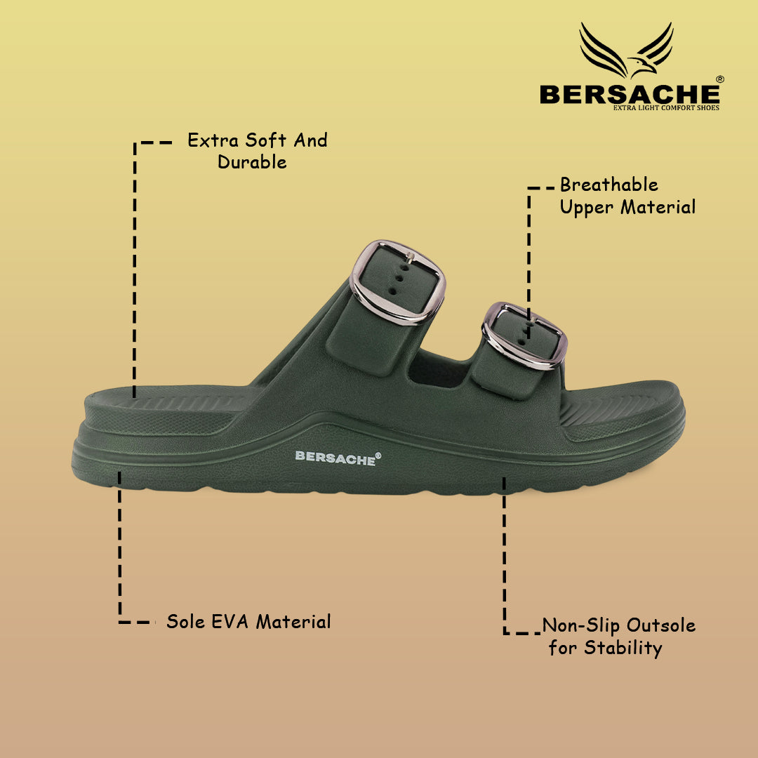 Bersache Extra Soft Classic Casual with Regular wear with Ultra Soft & Flexibility Technology Sandals for Men's-(6284-Green)