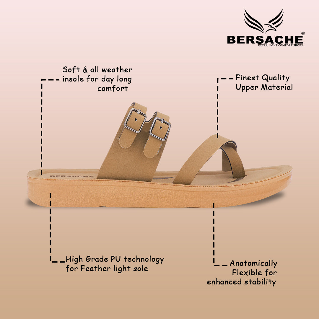 Bersache Extra Soft Classic Casual with Regular wear with Ultra Soft & Flexibility Technology Slipper For Women's & Girl's-Tan(beige)-6226