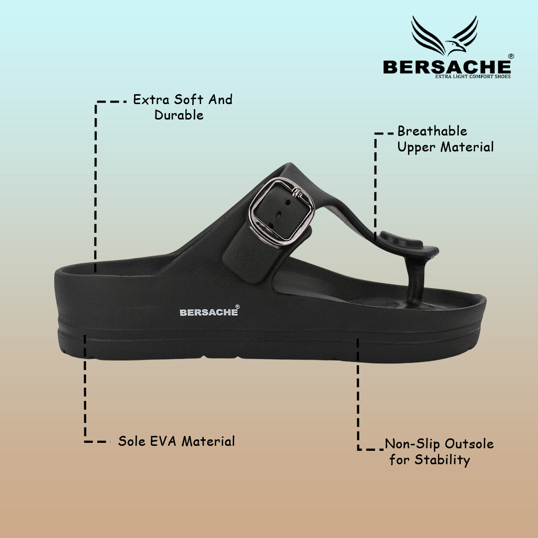 Bersache Extra Soft Classic Casual CHAPPAL with Regular wear with Ultra Soft & Flexibility Technology Slippers for Men's-(6288-Black)