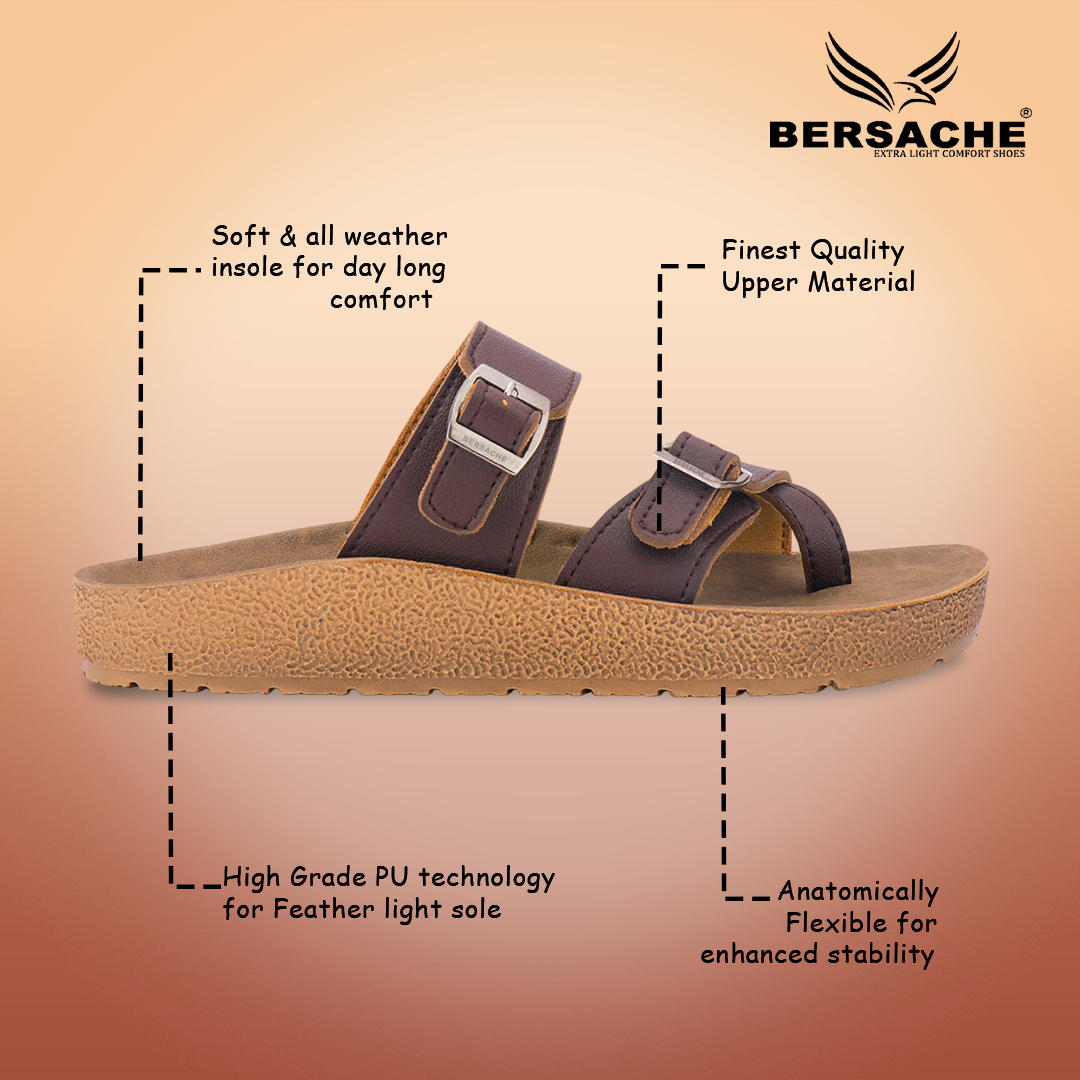 Bersache Extra Soft Classic Casual with Regular wear with Ultra Soft & Flexibility Technology Sandal For men's & boy's-Brown-6224