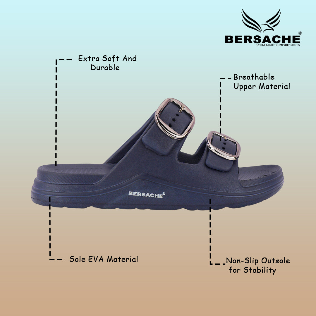 Bersache Extra Soft Classic Casual CHAPPAL with Regular wear with Ultra Soft & Flexibility Technology Slippers for Men's-(6285-Navy-Blue)