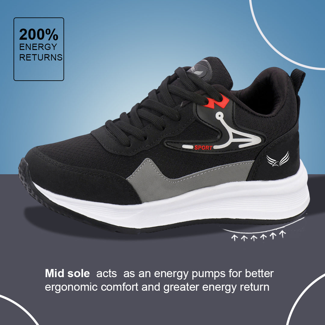 Bersache Casual Sneaker shoe for Men| Soft Cushioned Insole , Slip-Resistance Casuals For Men (Black-8131)