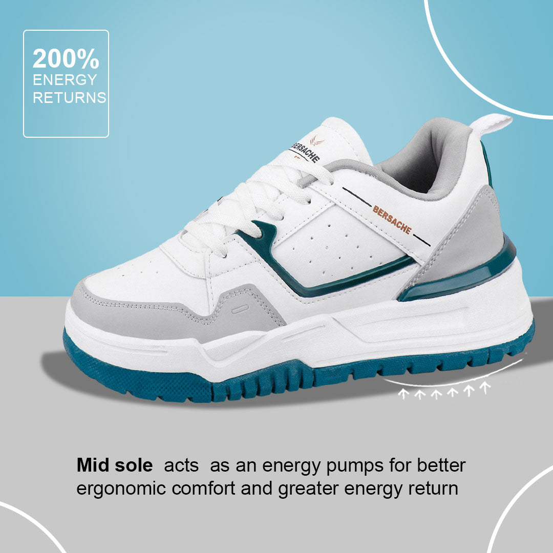 Bersache Casual Sneaker shoe for Men| Soft Cushioned Insole , Slip-Resistance Casuals For Men (White-9219).
