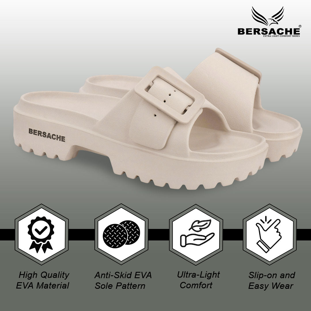 Bersache Extra Soft Classic Casual with Regular wear with Ultra Soft & Flexibility Technology Slipper for Women's-(6308-Beige)