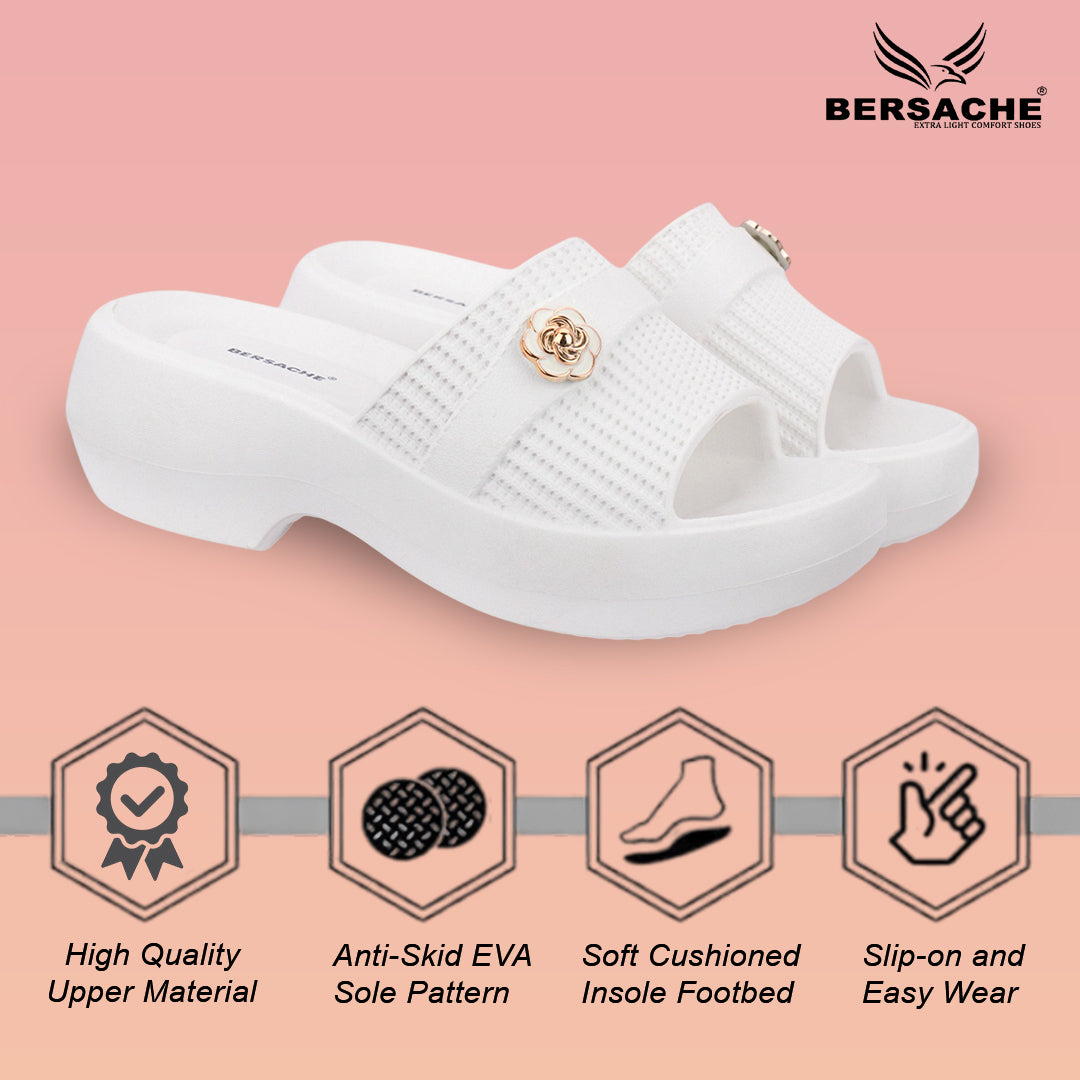 Bersache Extra Soft Classic Casual with Regular wear with Ultra Soft & Flexibility Technology Flip-Flop for Women's-(6291-White)